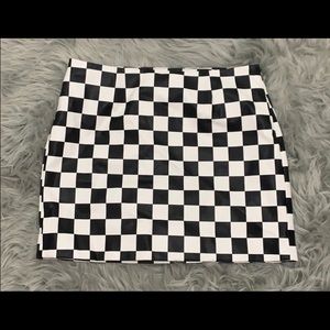 Checkerboard skirt faux leather